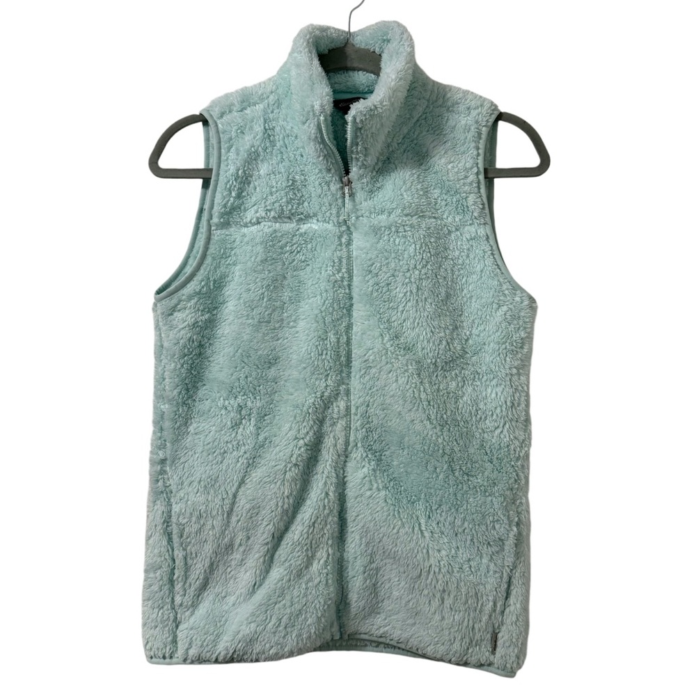 Eddie Bauer Womens Fast Fleece Plush Vest XS Light Aqua Outdoorsy Cozy Normcore
